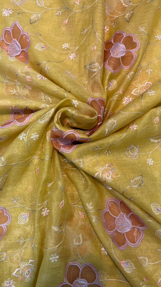 Mul Chanderi Applique Work Embroidery