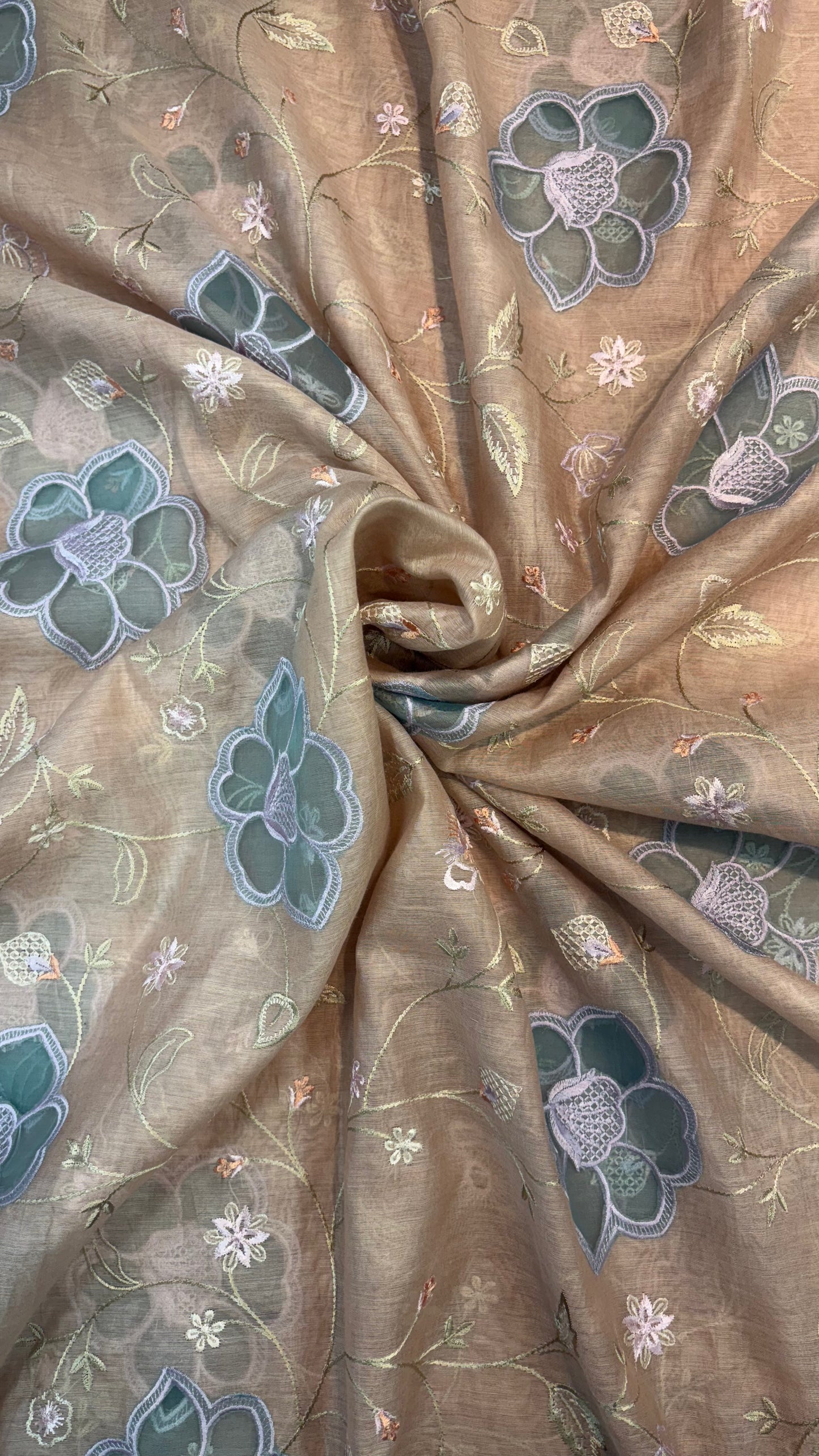 Mul Chanderi Applique Work Embroidery