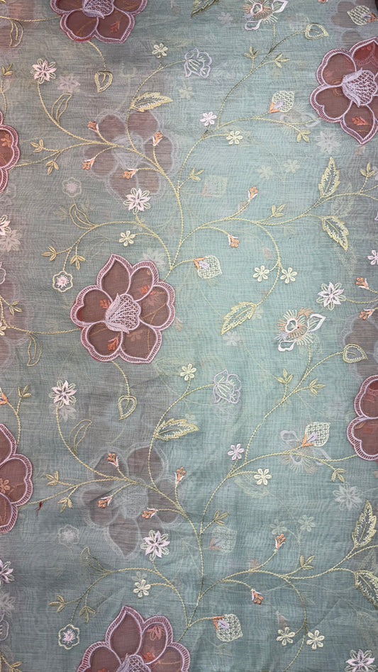 Mul Chanderi Applique Work Embroidery