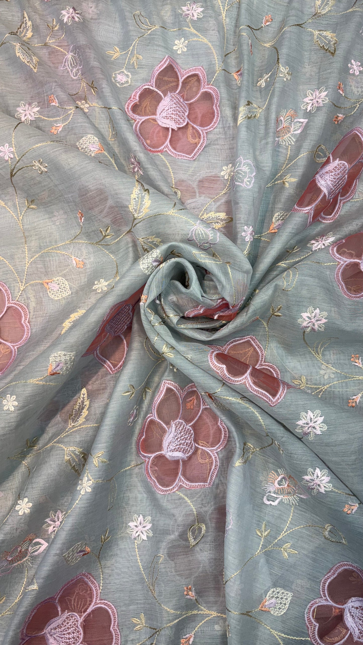 Mul Chanderi Applique Work Embroidery