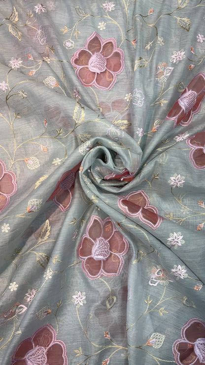 Mul Chanderi Applique Work Embroidery