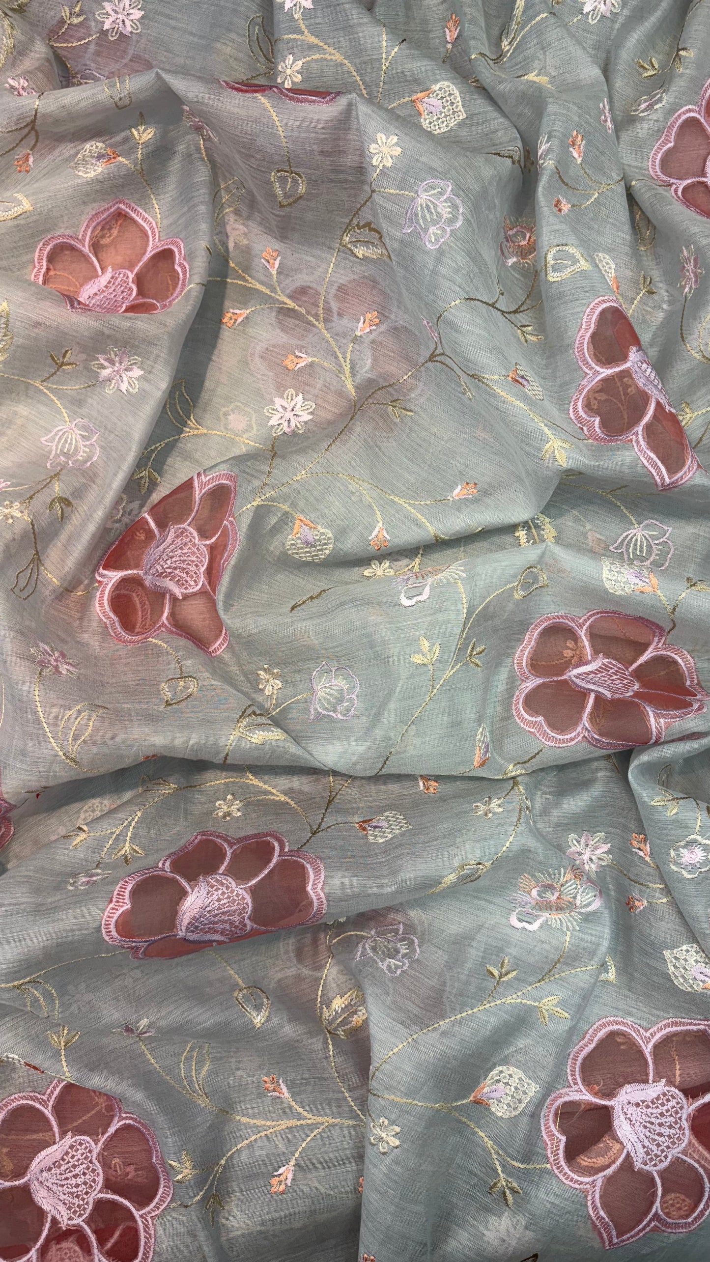 Mul Chanderi Applique Work Embroidery