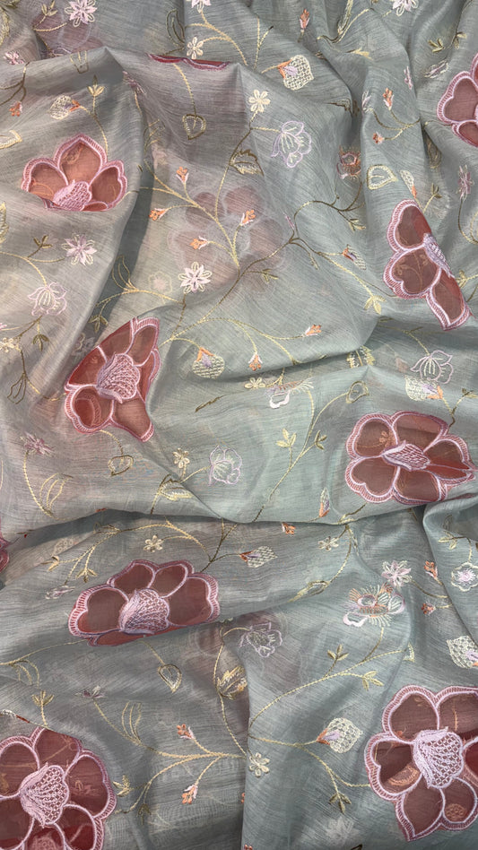 Mul Chanderi Applique Work Embroidery