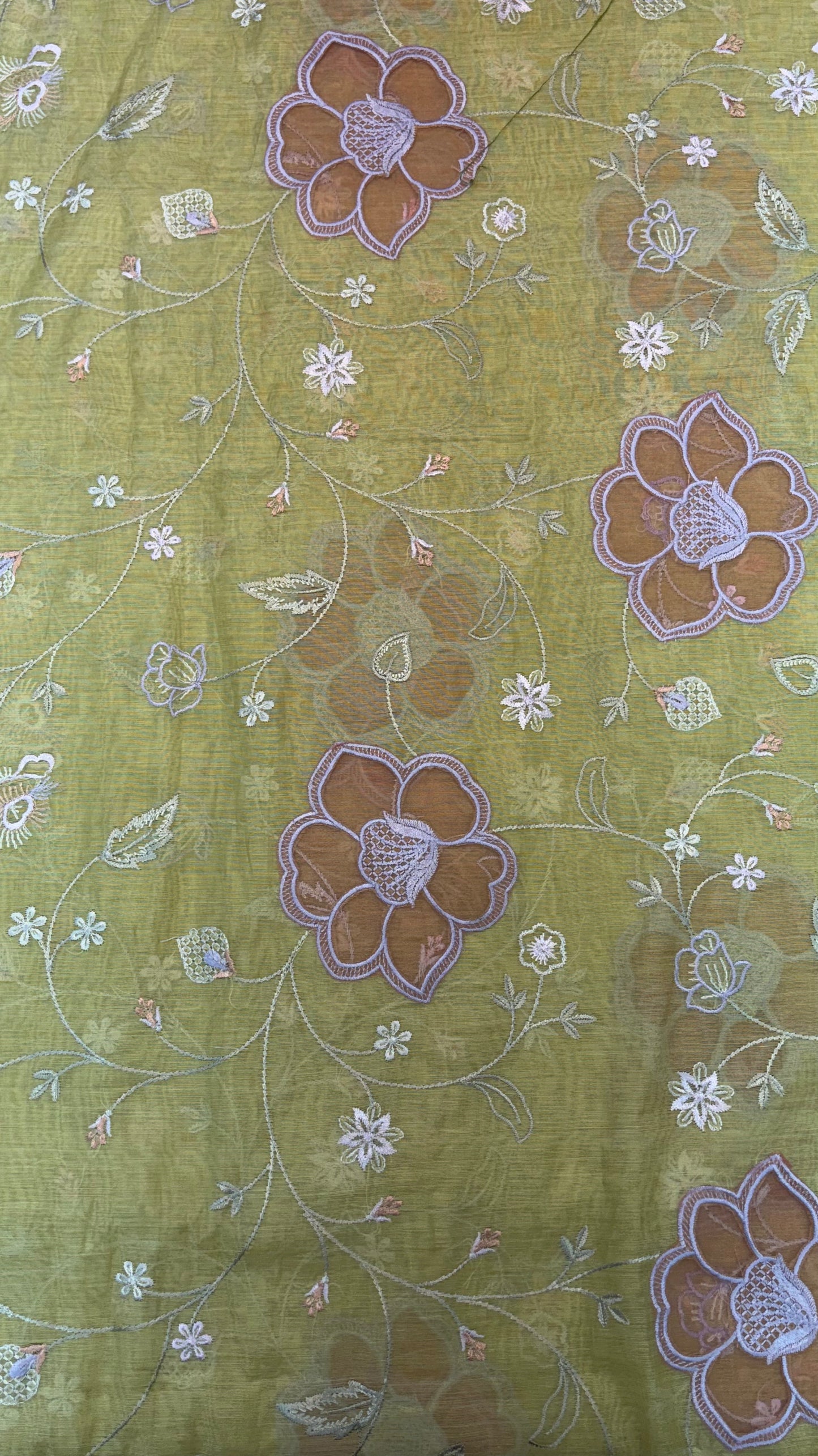Mul Chanderi Applique Work Embroidery