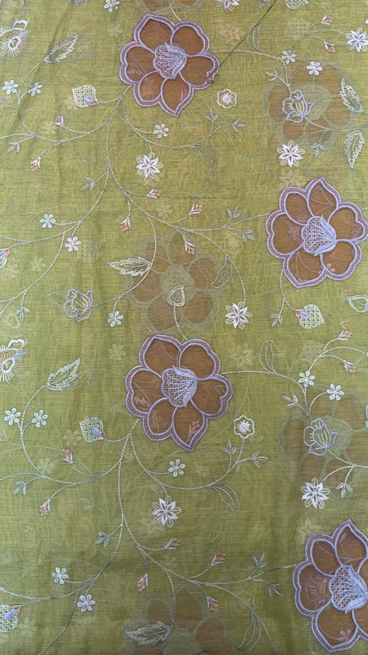 Mul Chanderi Applique Work Embroidery
