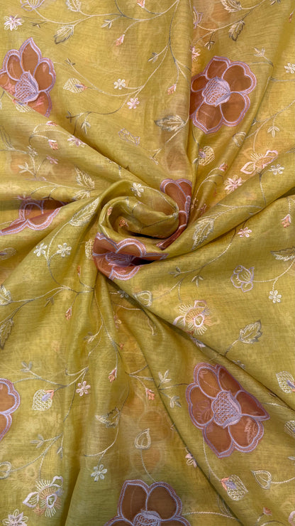 Mul Chanderi Applique Work Embroidery