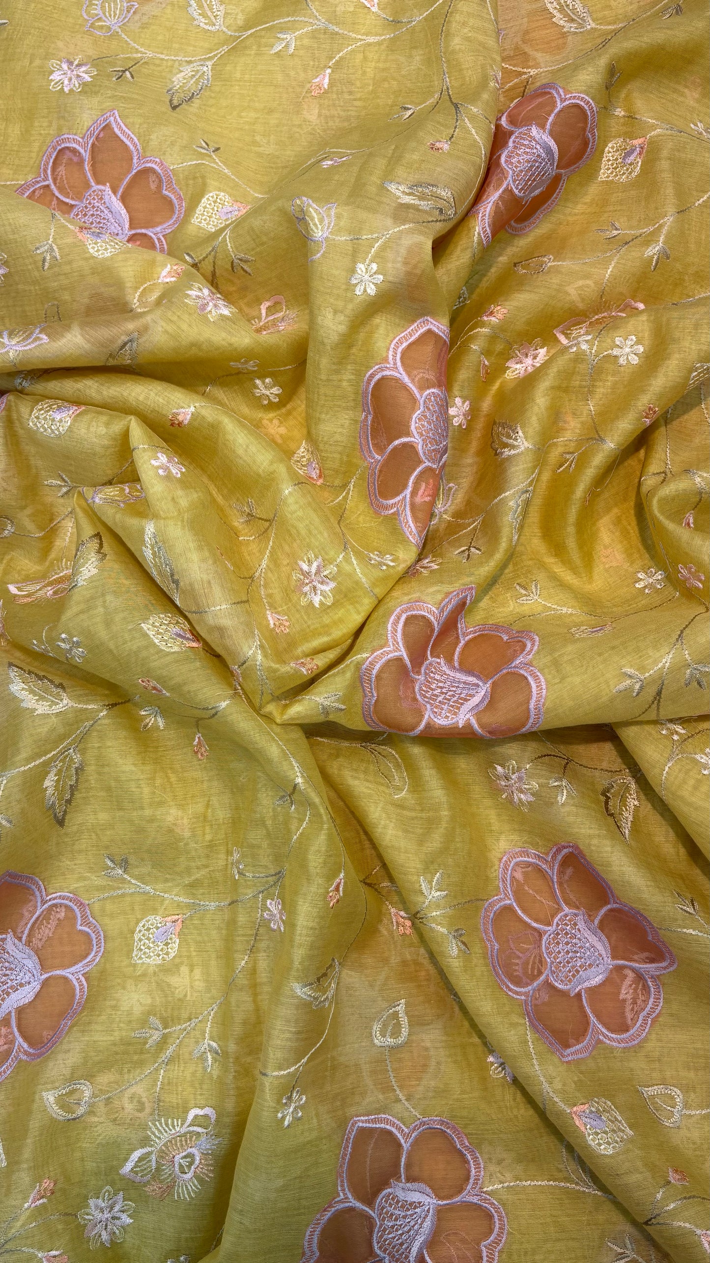 Mul Chanderi Applique Work Embroidery