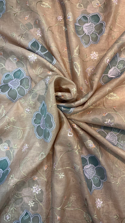 Mul Chanderi Applique Work Embroidery