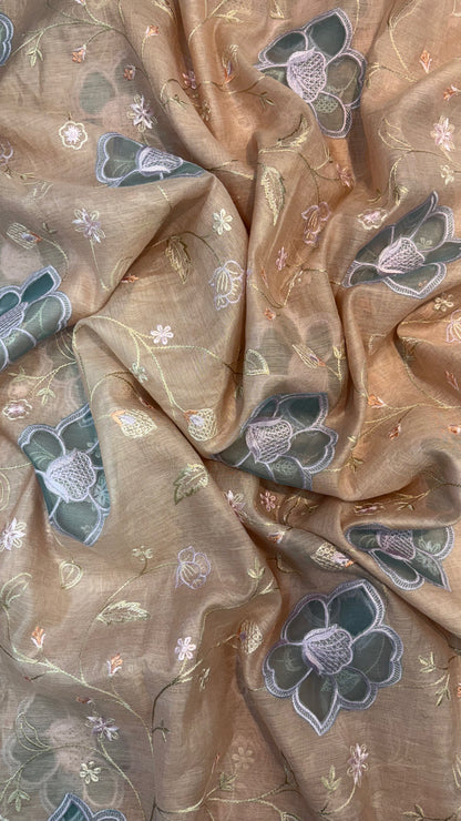 Mul Chanderi Applique Work Embroidery