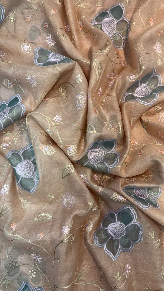 Mul Chanderi Applique Work Embroidery